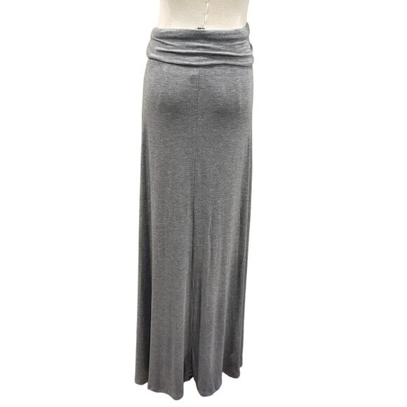 Gray Modal Maxi Skirt XL Soft Stretch Foldover Waist Soft Stretch Boho Louge - Picture 2 of 6